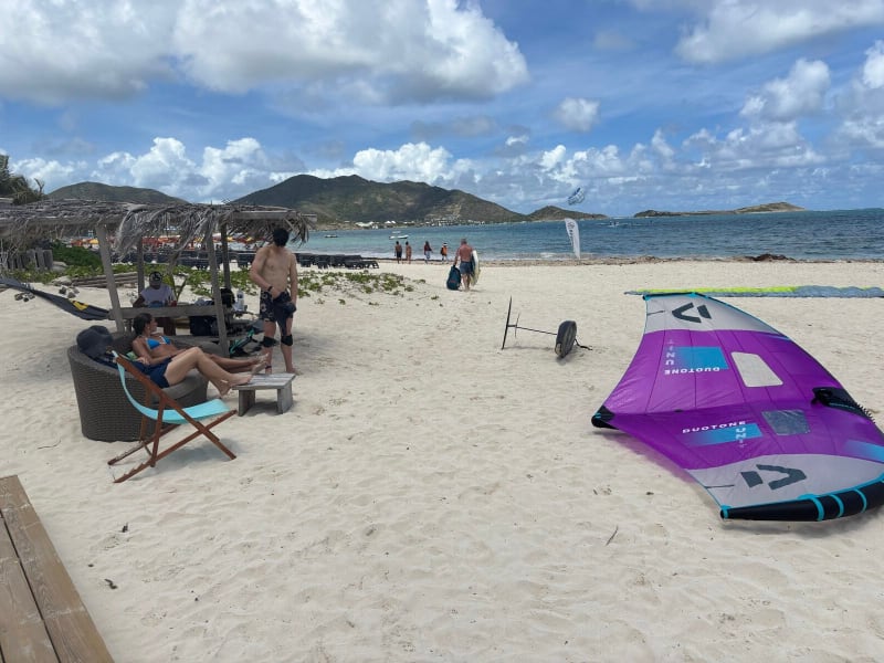 Orient Bay St Martin wing foiling conditions mountains