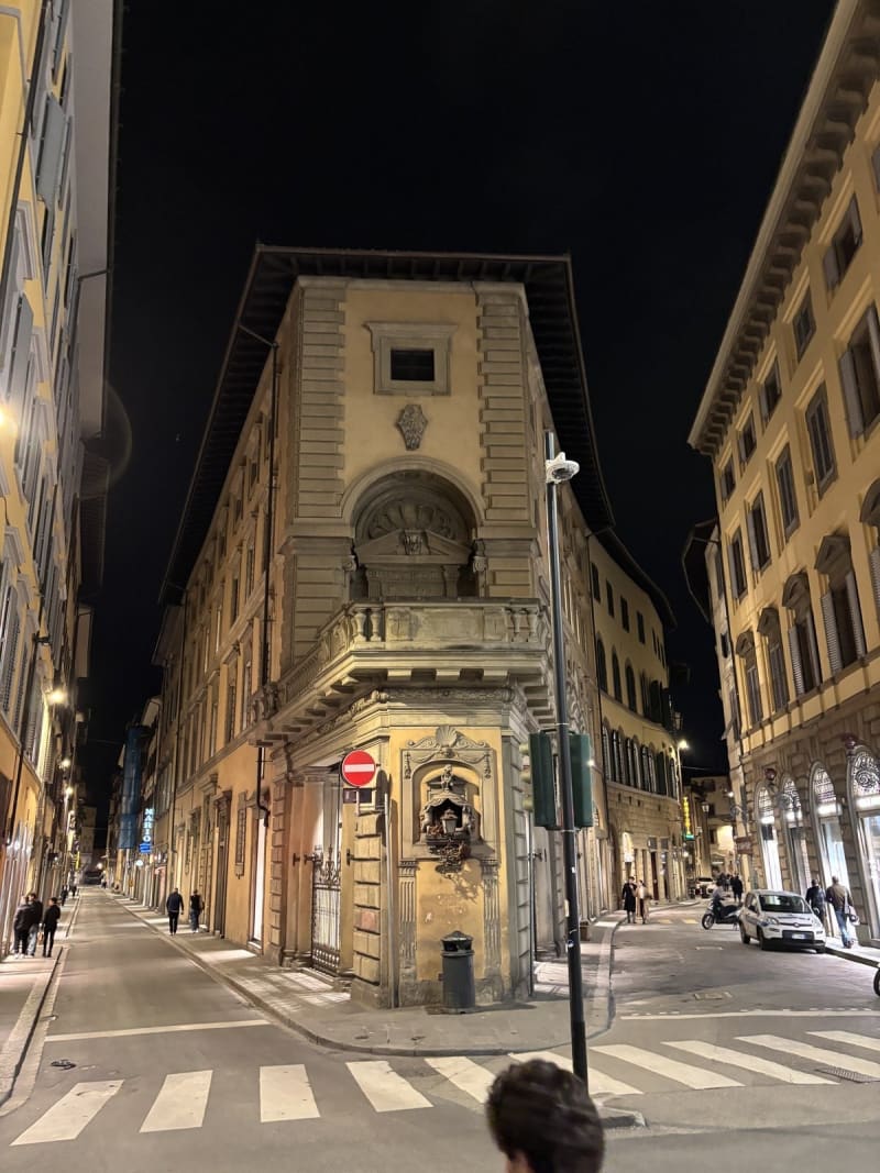 Florence street corner at night. Every corner looks like a film set.