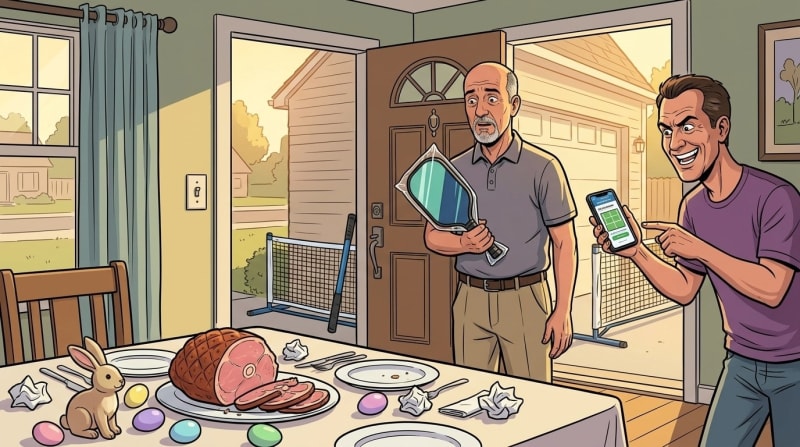 His brother-in-law came for Easter brunch. He left with a paddle and a Tuesday night commitment.