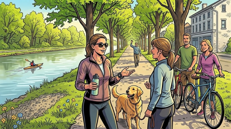She walked the towpath to clear her head. She ran into eleven people and came back with plans for Saturday.