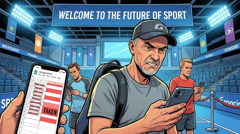 The sport just secured a quarter-billion in funding. Court signup is still a shared Google Sheet with three naming conflicts.
