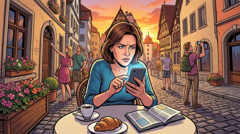 She researched the destination for six weeks. She spent most of the trip looking for Wi-Fi.