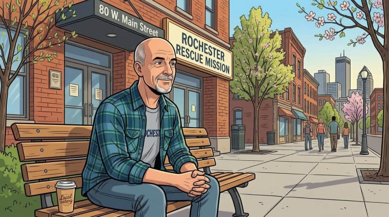Conversations on a Bench at 80 W. Main Street