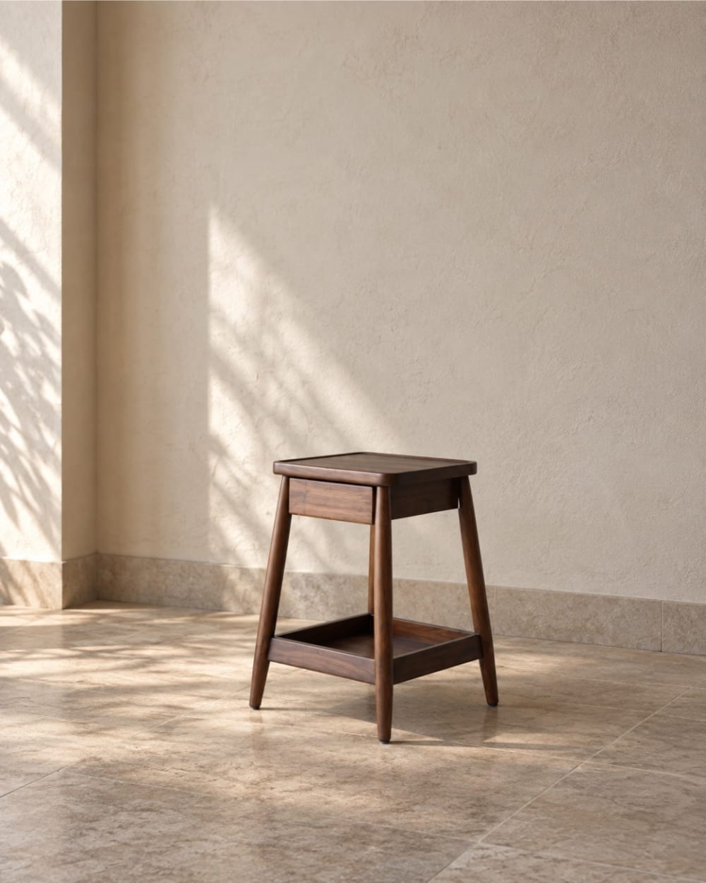 Mid-Century Modern Wooden Side Table with Drawer & Lower Shelf — Coffee & Side Tables by SAAG