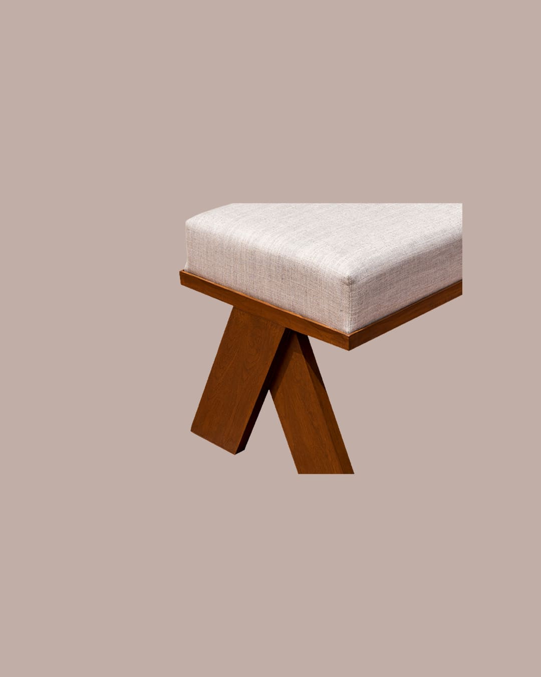 Modern X-Base Upholstered Wooden Bench — 1