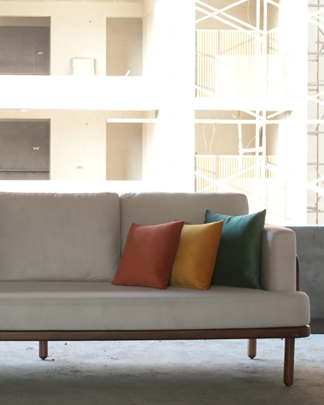 Modern Low-Profile Wooden Frame Sofa with Light Beige Upholstery — 2