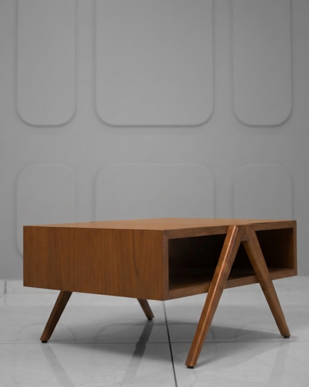 Mid-Century Architectural Wooden Coffee Table — 3