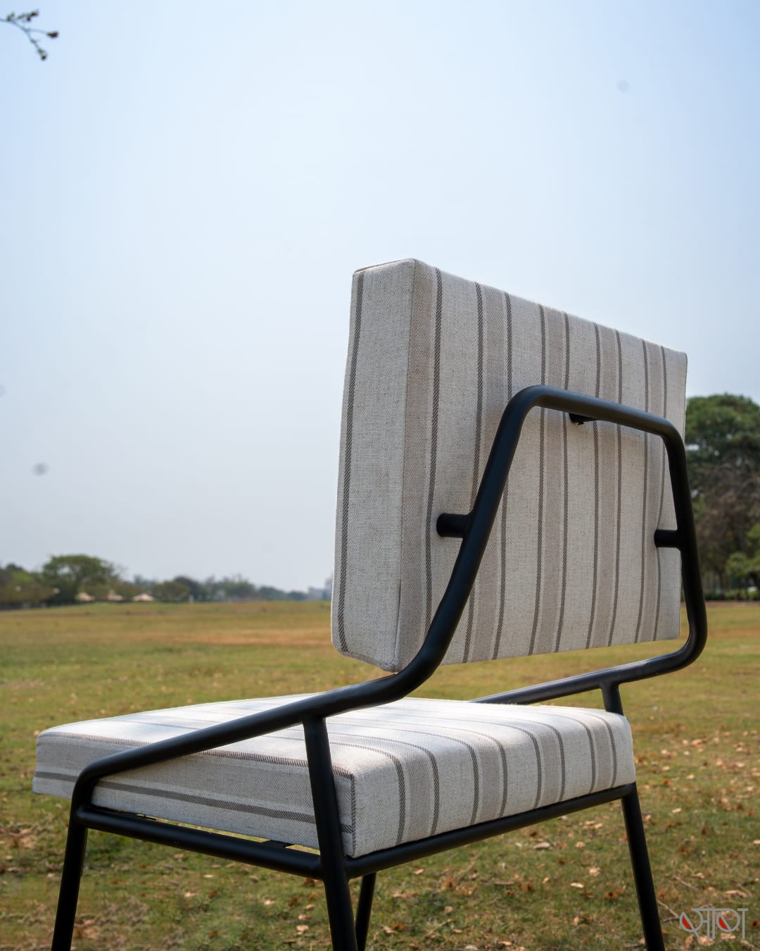Modern Striped Upholstered Accent Chair — 3