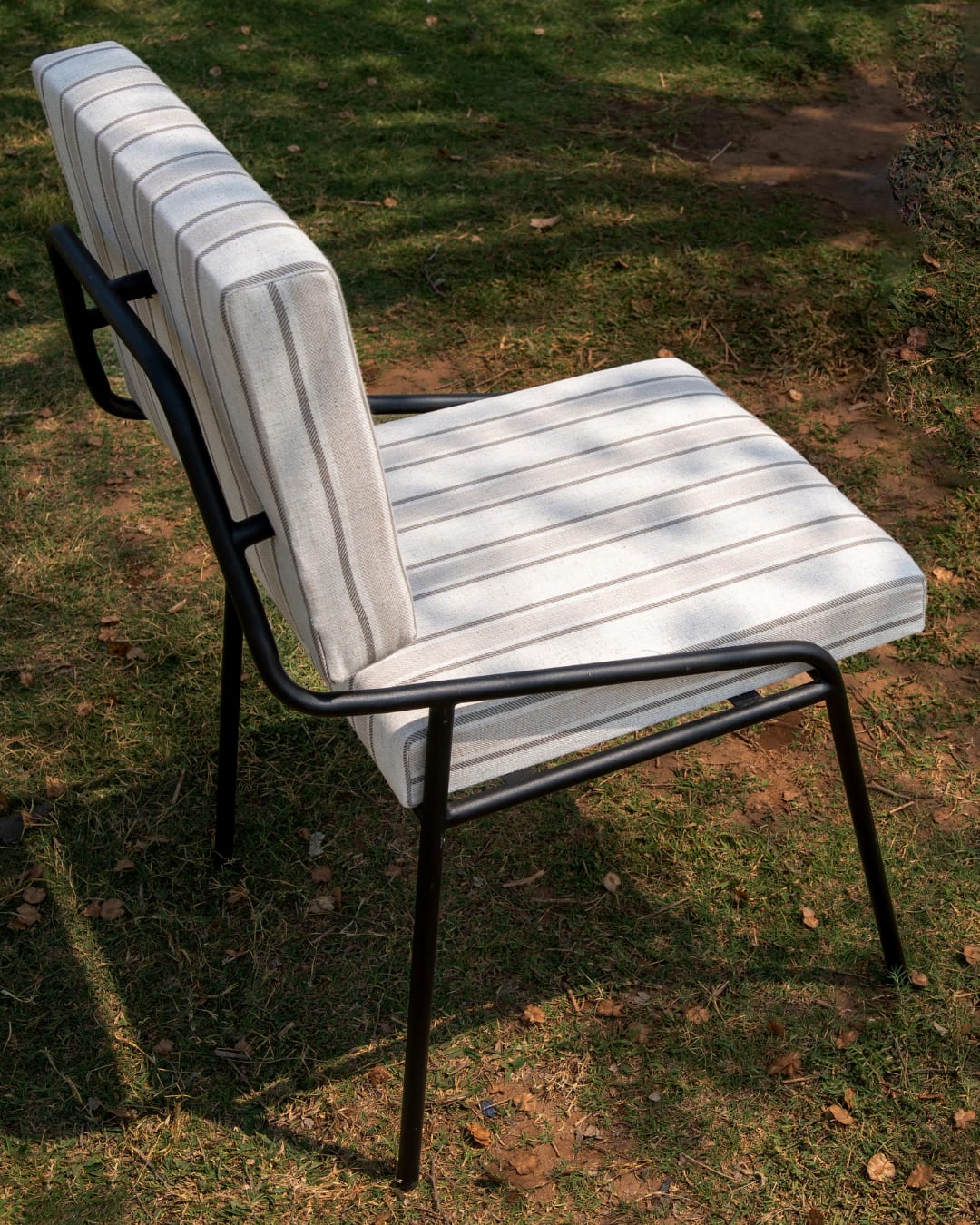 Modern Striped Upholstered Accent Chair — 1