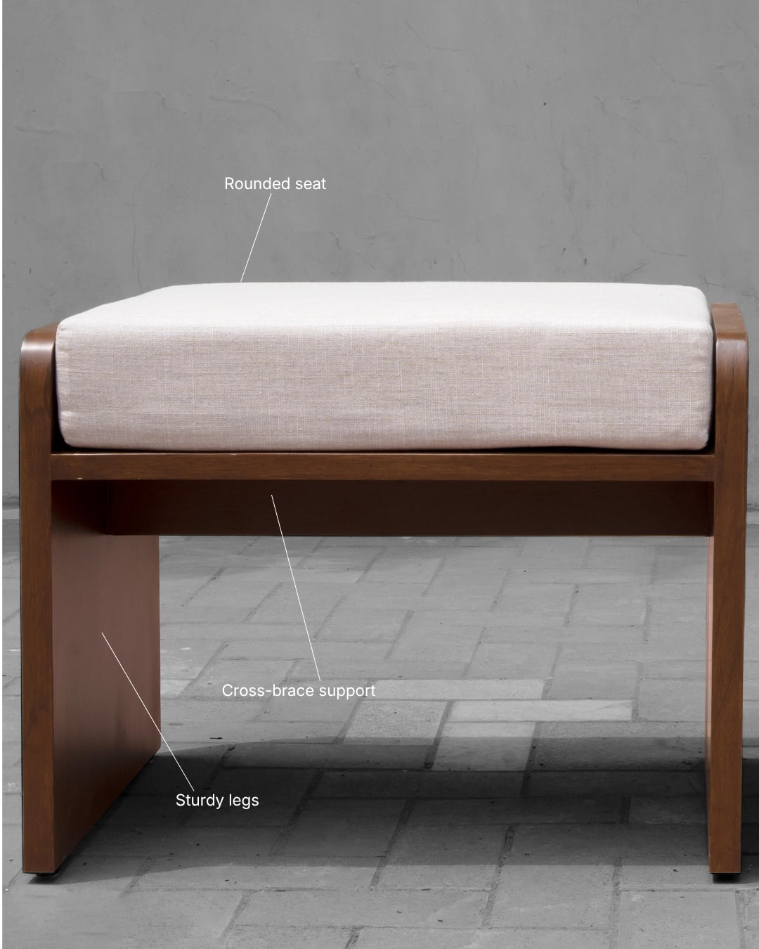 Low Wooden Base Upholstered Stool — 3