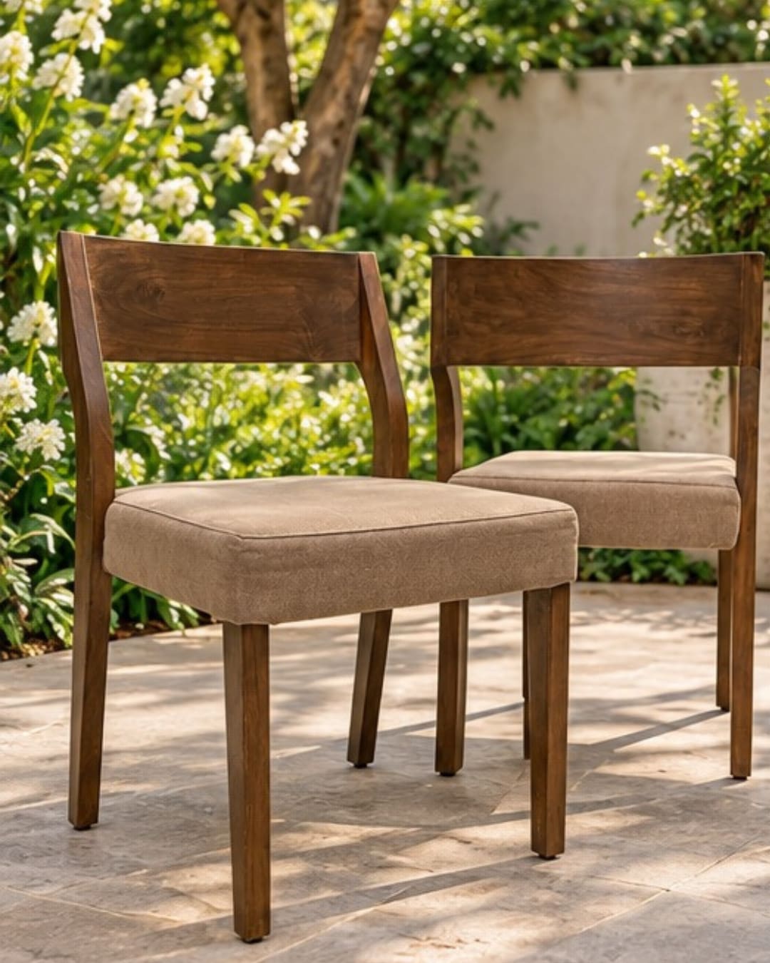 Rustic Wooden Upholstered Dining Chair — 2
