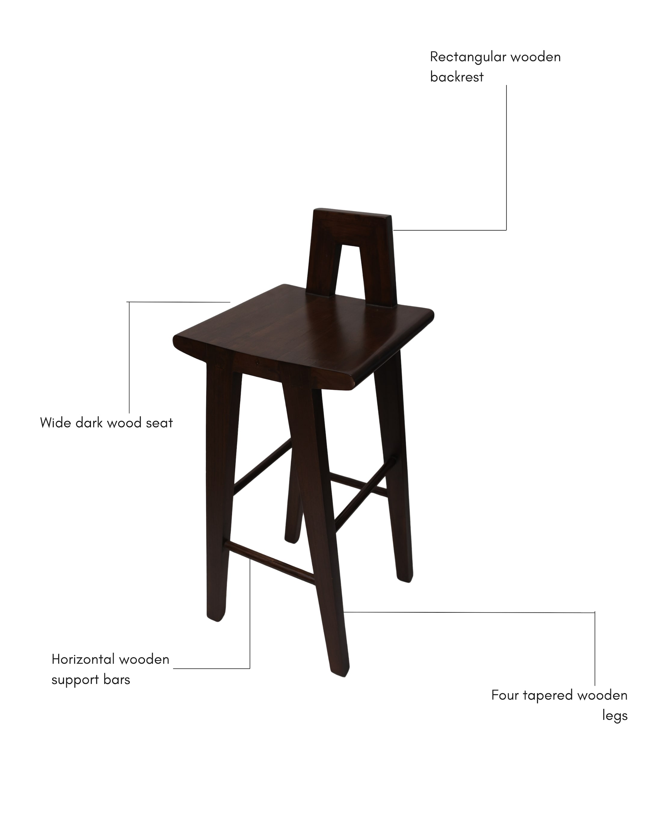 Modern Geometric Wooden Bar Stool — 2