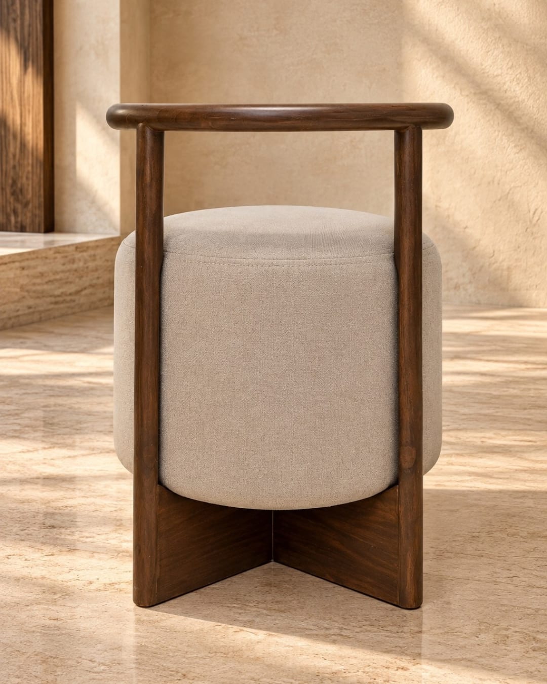 Curved Armrest Cylindrical Ottoman Stool — 3