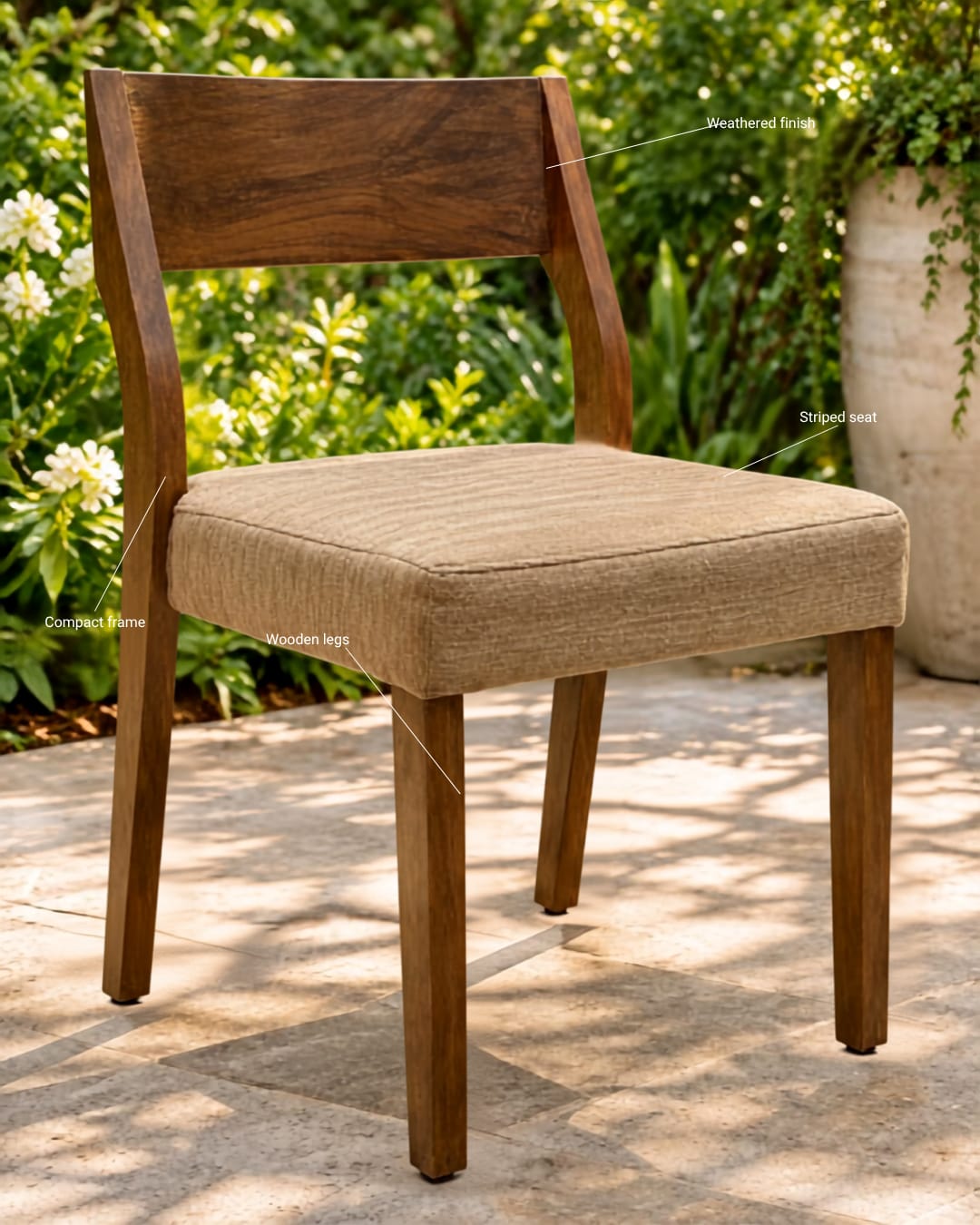 Rustic Wooden Upholstered Dining Chair — 3