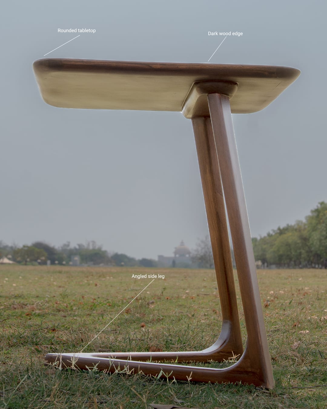 Cantilever Wooden C-Table Accent End Table — 3