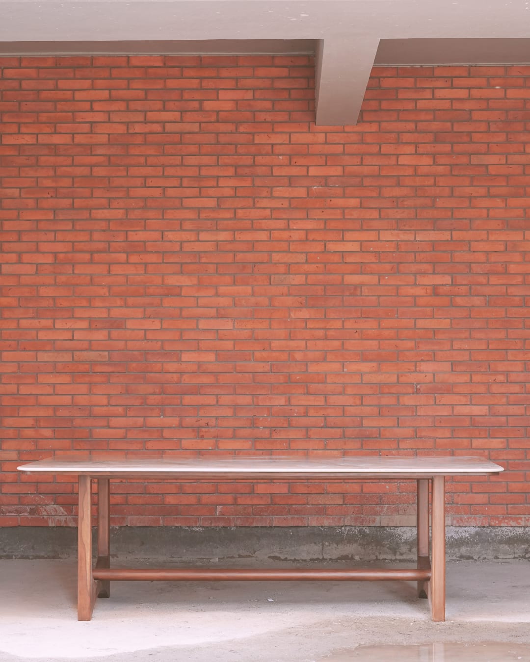 Mid-Century Modern Large Wooden Dining Table Set — 2