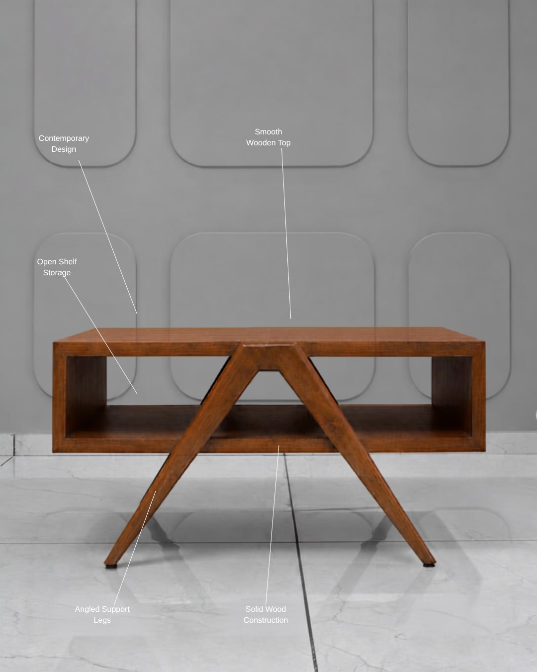 Mid-Century Architectural Wooden Coffee Table — 2