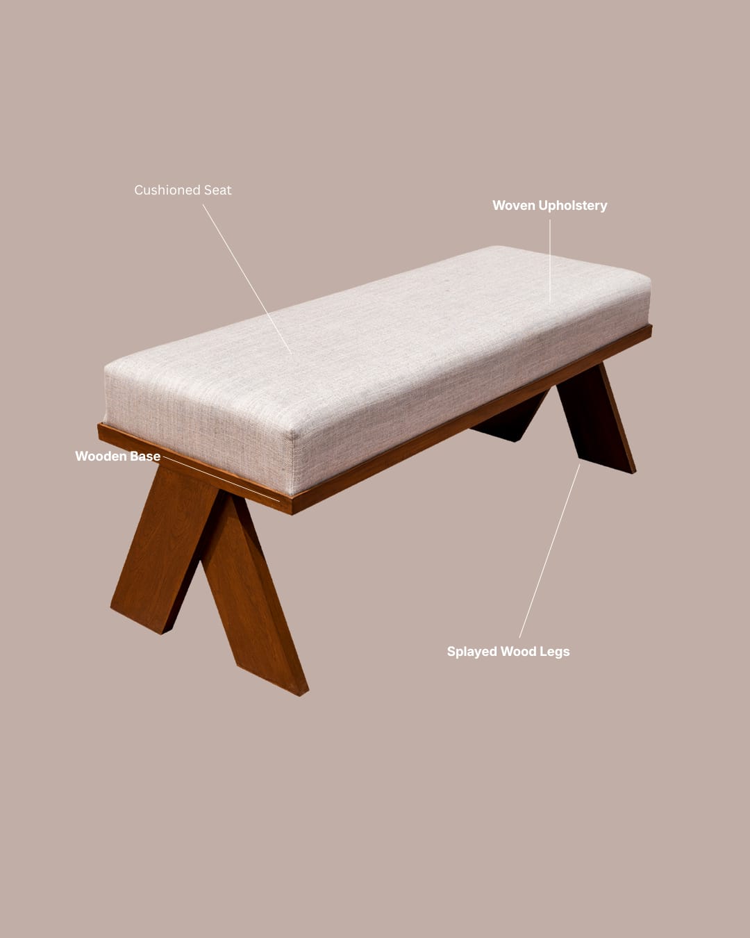 Modern X-Base Upholstered Wooden Bench — 3