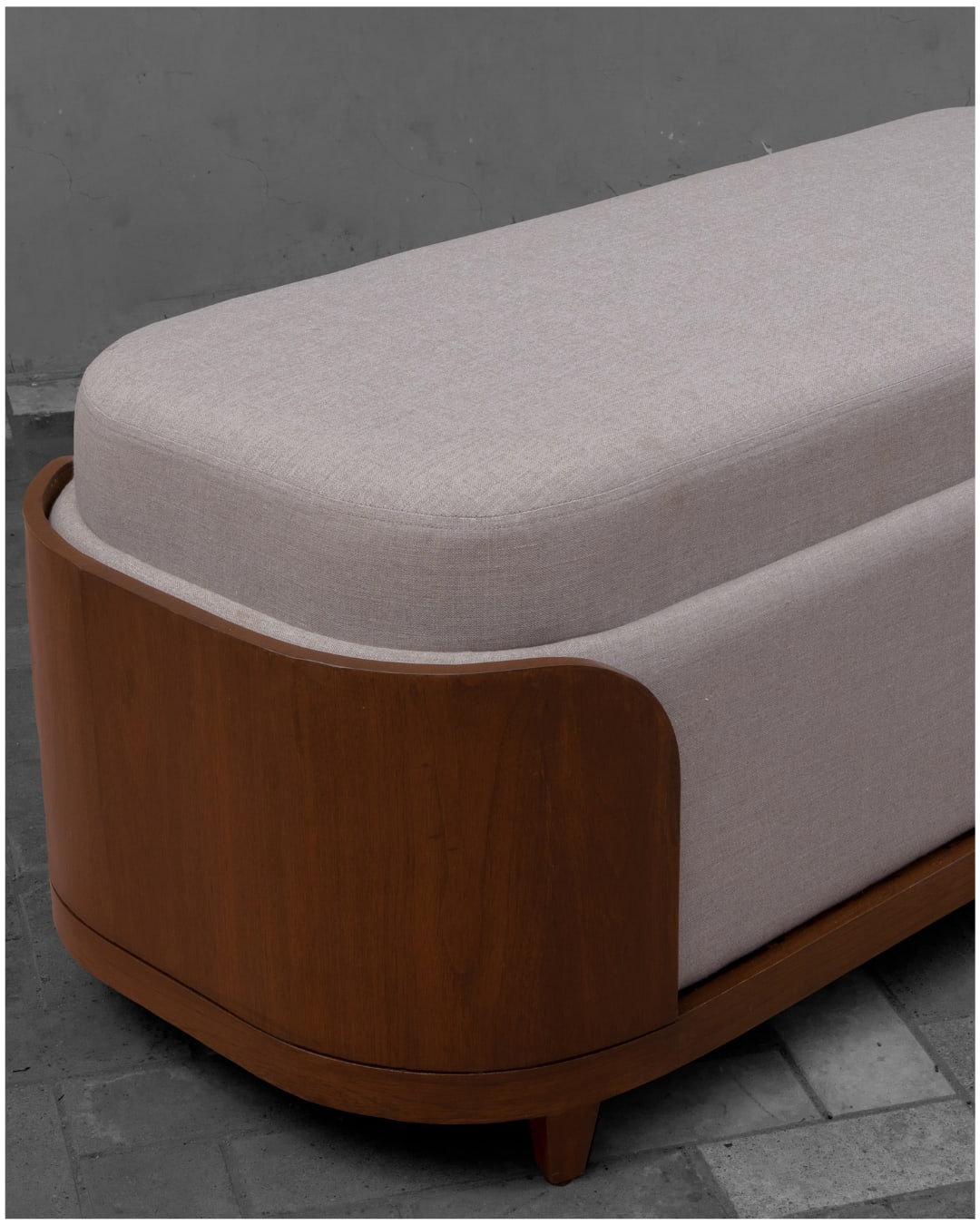 Curved Wooden Frame Fully Upholstered Bench — 2