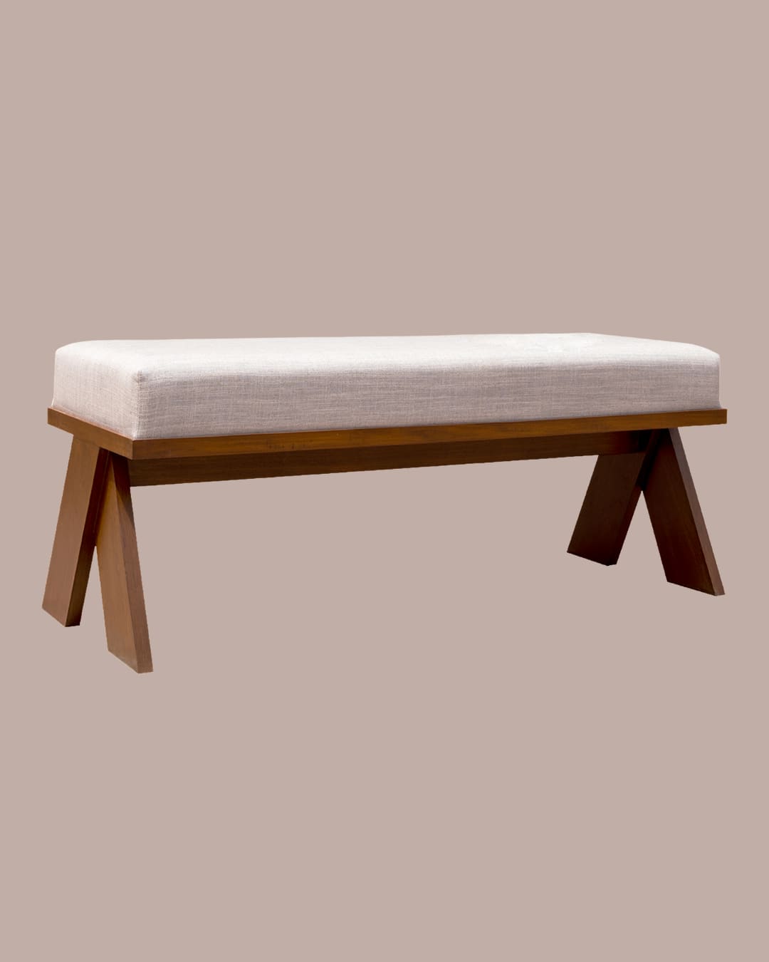 Modern X-Base Upholstered Wooden Bench — 2
