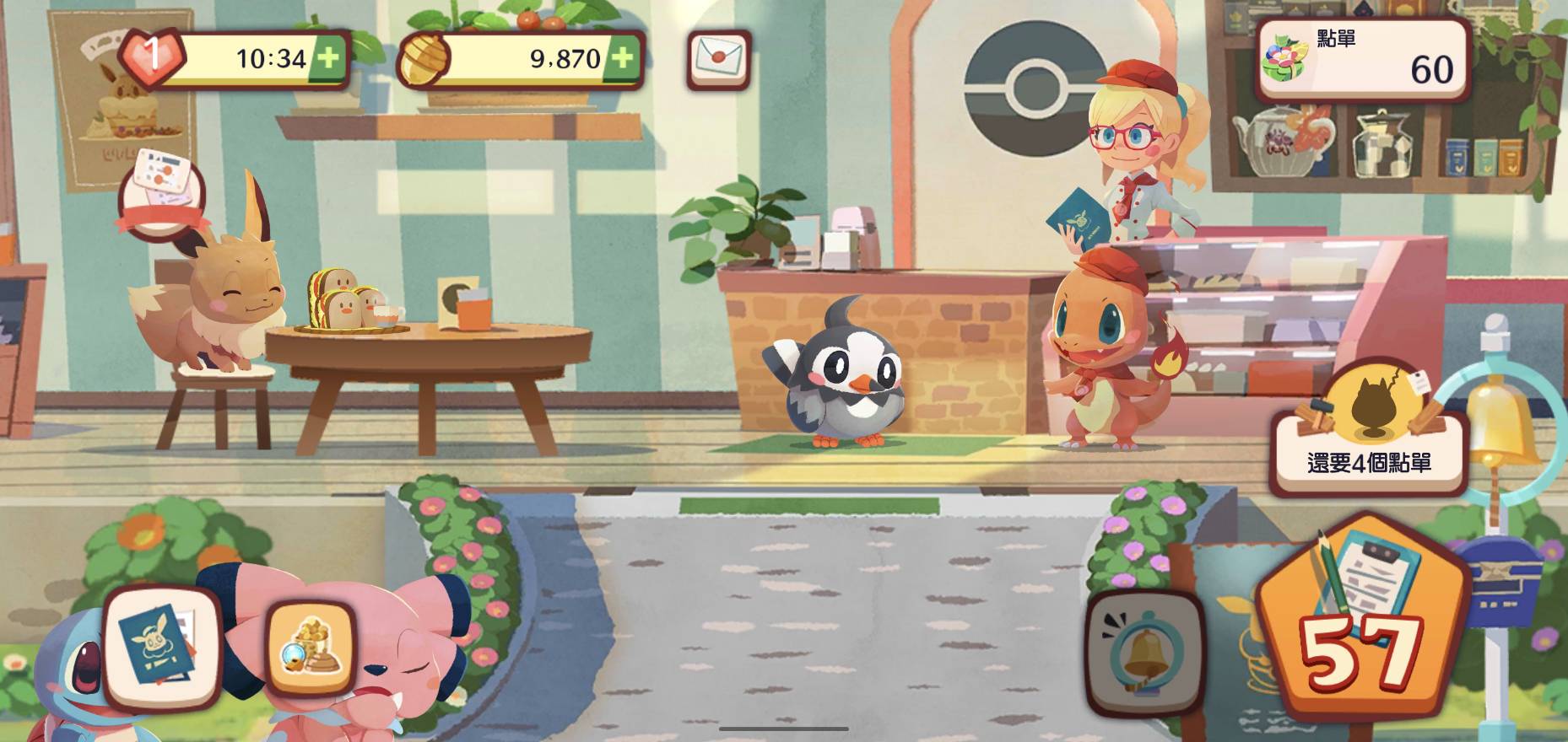 Pokemon Cafe Mix的系統很簡單，會隨著故事的推進有教學，不用太擔心。