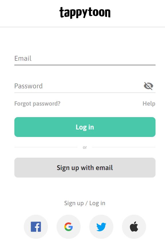 Choose how you'd like to sign up for Tappytoon.