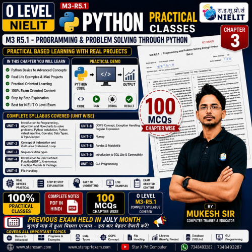 O Level M3 Python (M3 Programming and Problem Solving Through Python) (Previous Exam 2026 July)