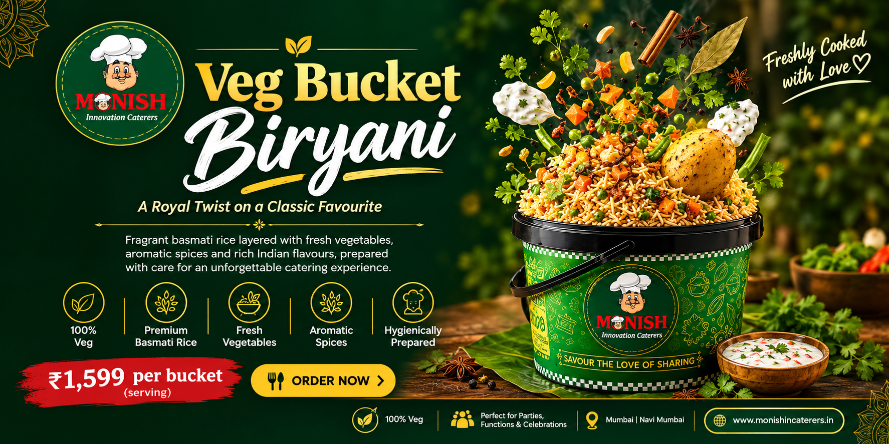 Monish Caterers' Veg Backet Biryani