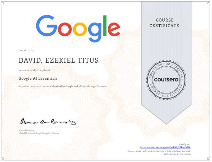  GOOGLE AI ESSENTIALS CERTIFICATE