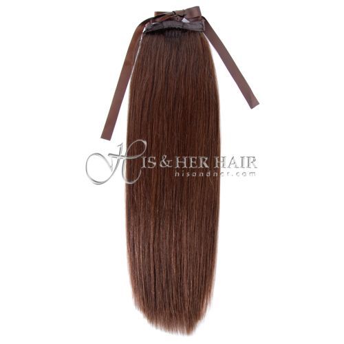 Human Hair Ponytail  - Natural Perm Straight 14"