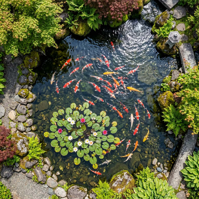 الكوي (Koi Fish): نصائح بناء البرك الخارجية في حدائق المنازل