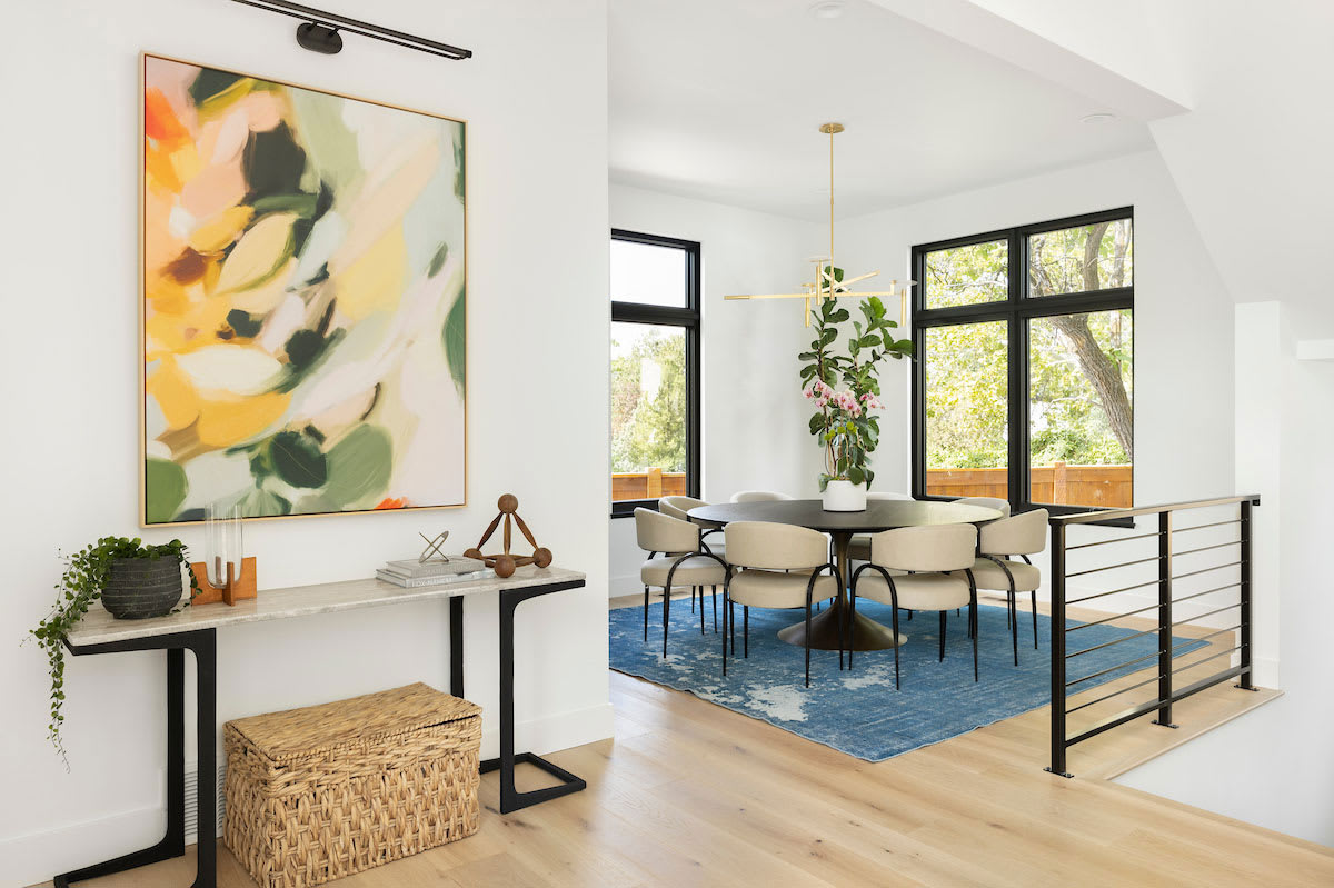 Remodeled open and bright dining area.