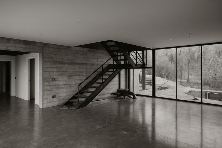 Escalier acier noir mat résidence moderne La Tronche serrurerie sur-mesure