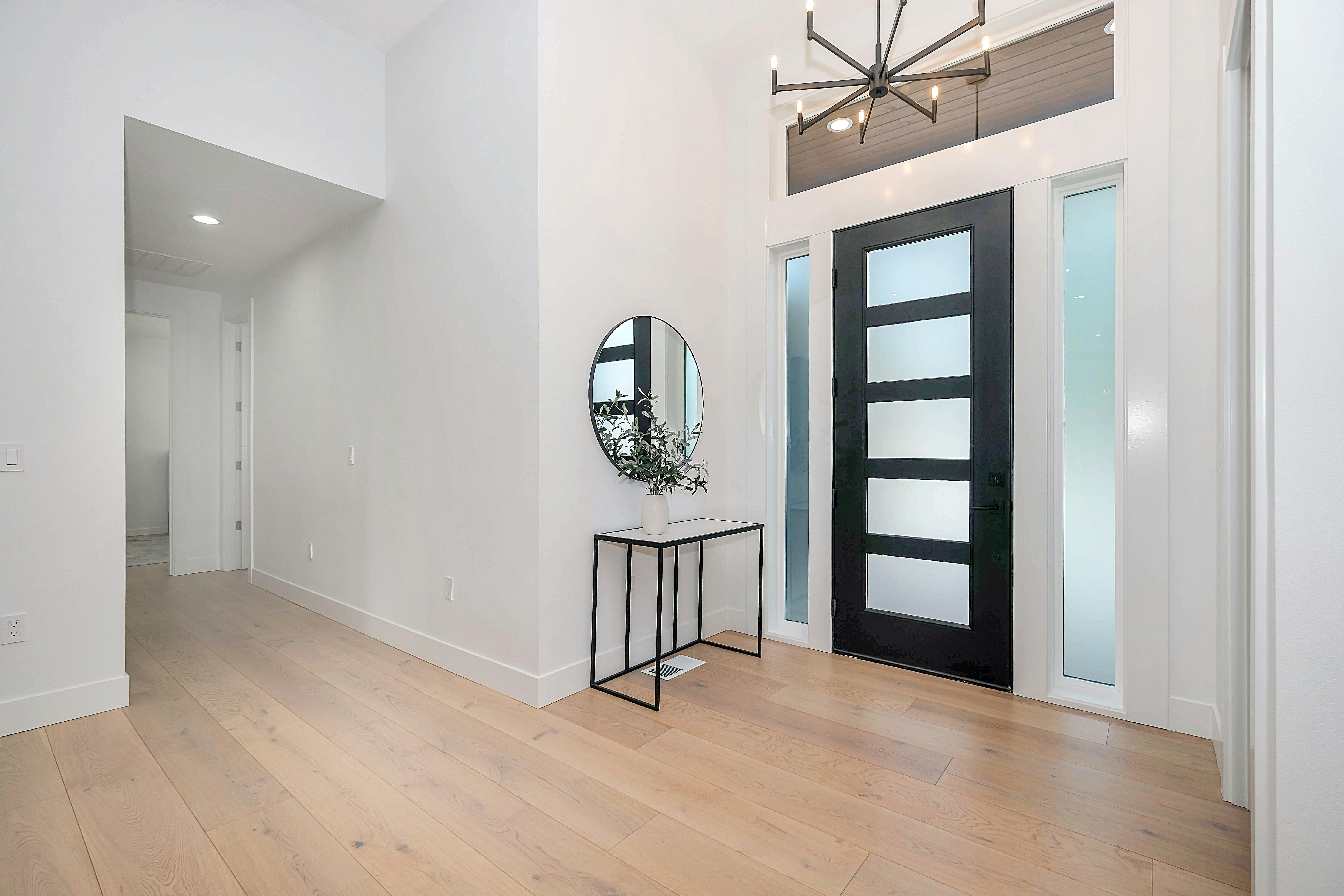 Porte d'entrée aluminium design avec panneau vitré et poignée moderne.