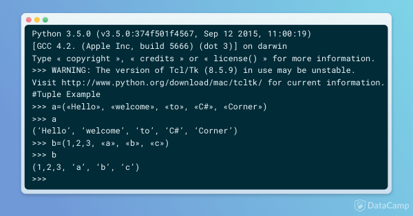 Python Tuples Tutorial: Create & Use Tuples Functions With Examples |  Datacamp