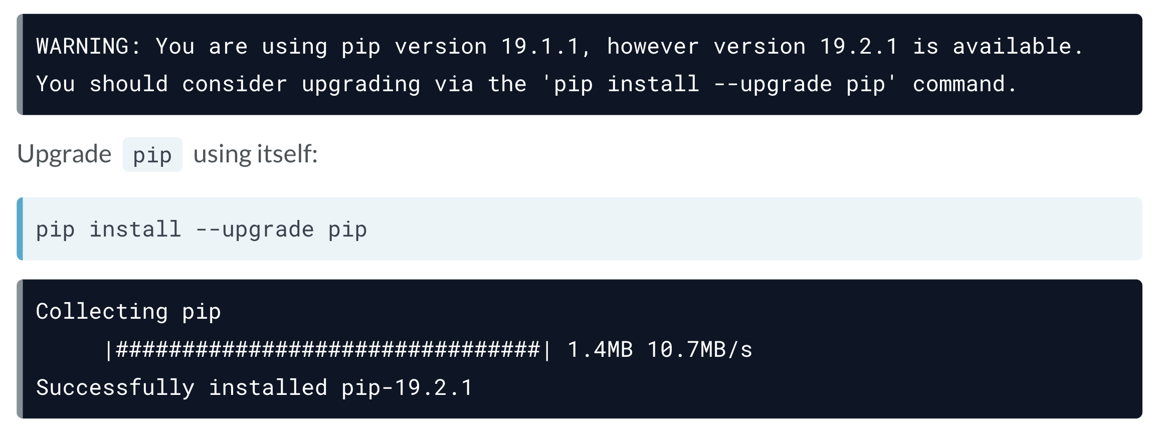 Upgrading Pip