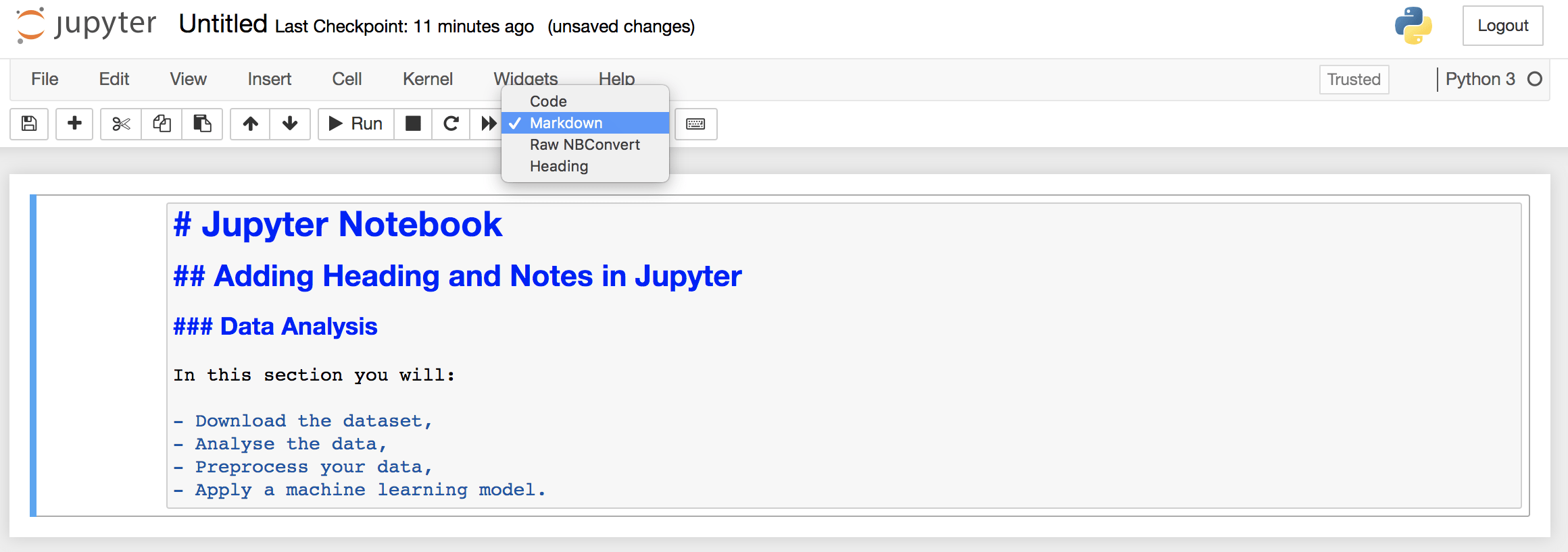 conda install jupyter notebook