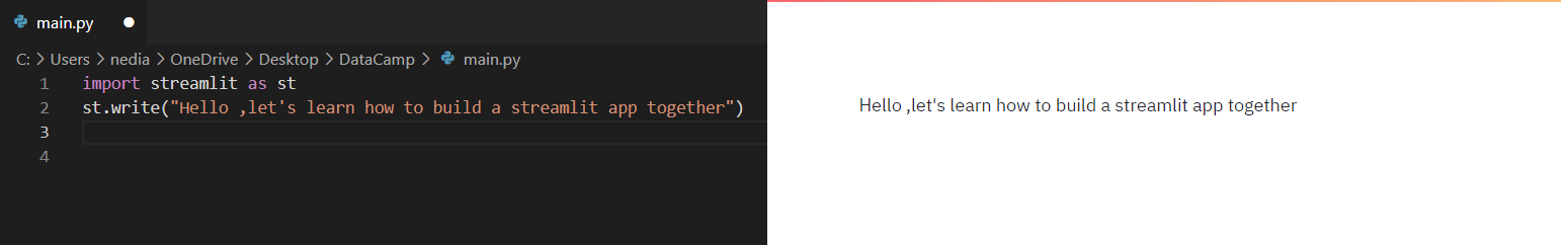 Display texts with Streamlit