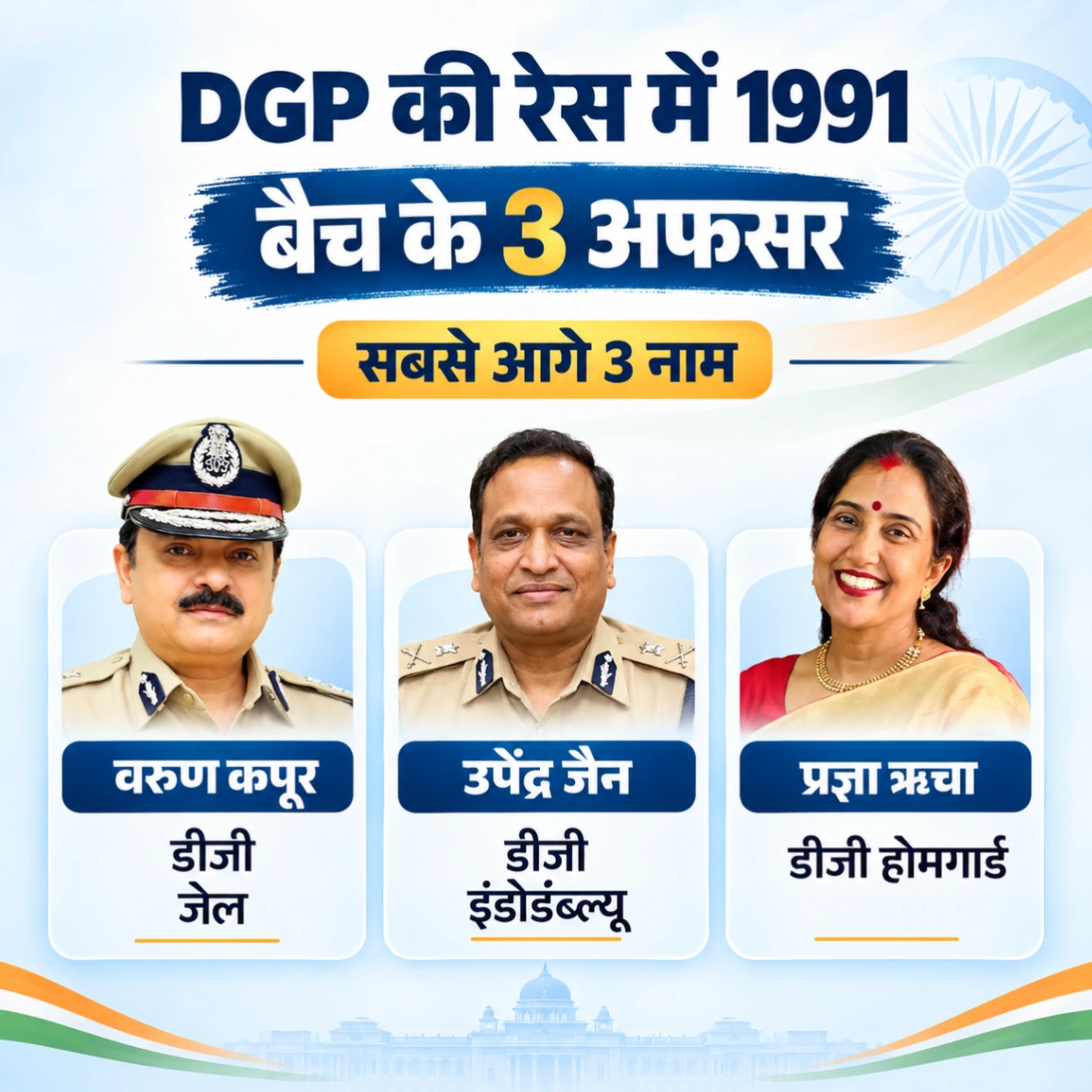 एमपी में नए डीजीपी की रेस तेज: 1991 बैच के तीन वरिष्ठ अधिकारी सबसे आगे; प्रज्ञा ऋचा श्रीवास्तव के पास प्रदेश की पहली महिला डीजीपी बनने का सुनहरा मौका