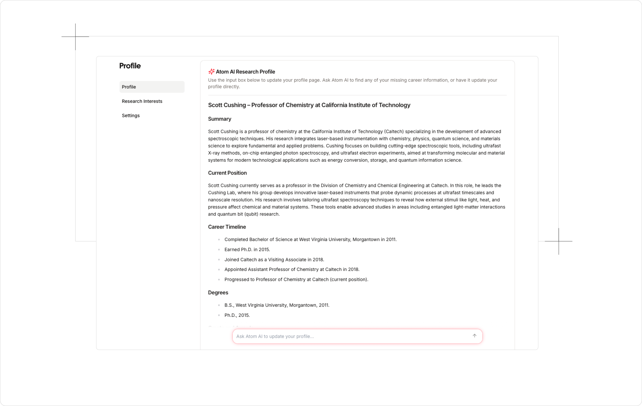 AI-powered profile demo