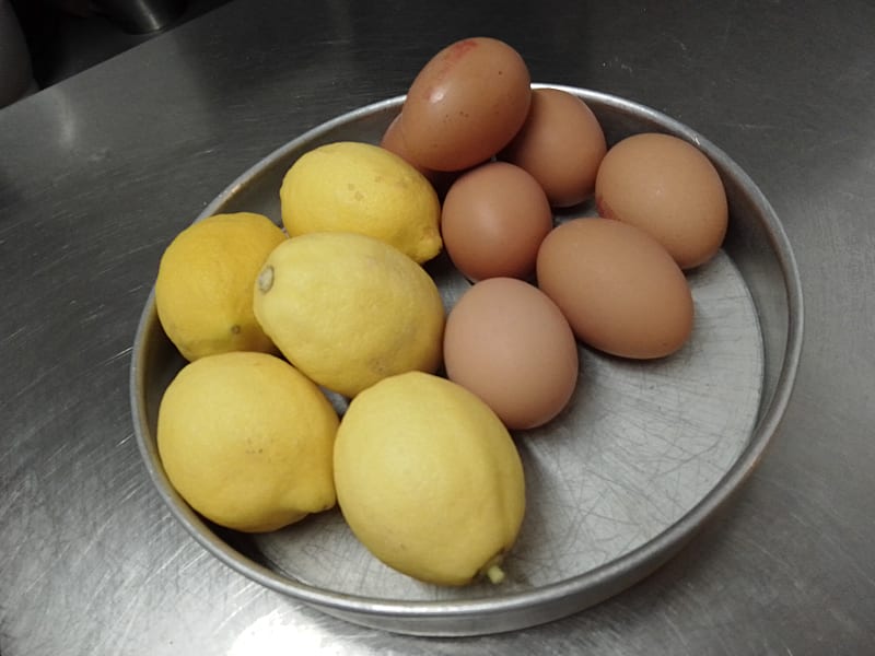 Eggs and lemons in a bowl ready to be used