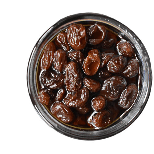 Jar of raisins soaked in Pedro Ximénez Sherry