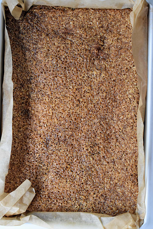Whole Danish Dream Cake in a traybake tin.