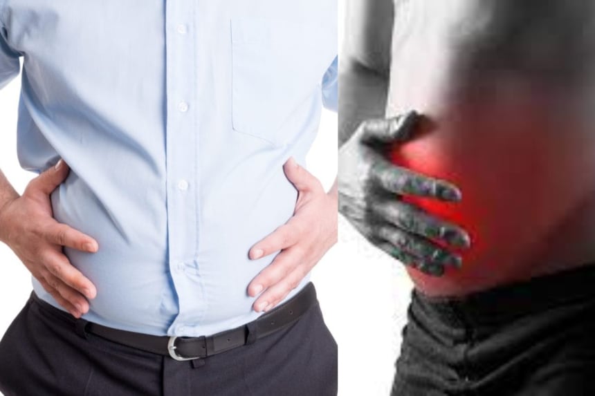 Person having bloating problems