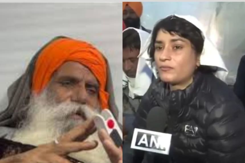 ਵਿਨੇਸ਼ ਫੋਗਾਟ ਕਿਸਾਨ ਆਗੂ ਜਗਜੀਤ ਸਿੰਘ ਡੱਲੇਵਾਲ ਨਾਲ ਪੰਜਾਬ-ਹਰਿਆਣਾ ਸਰਹੱਦ ‘ਤੇ ਮਰਨ ਵਰਤ ਦੇ ਸਮੇਂ ਸਮਰਥਨ ਜਤਾਉਂਦੀ।