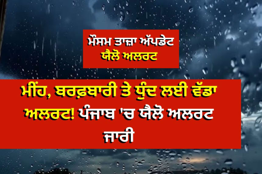 ਮੀਂਹ, ਬਰਫ਼ਬਾਰੀ ਤੇ ਧੁੰਦ ਲਈ ਵੱਡਾ ਅਲਰਟ! ਪੰਜਾਬ 'ਚ ਯੈਲੋ ਅਲਰਟ ਜਾਰੀ