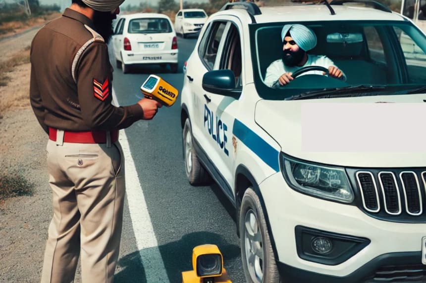 Punjab Police challaned over speed vehicles by Speed Radar Gun