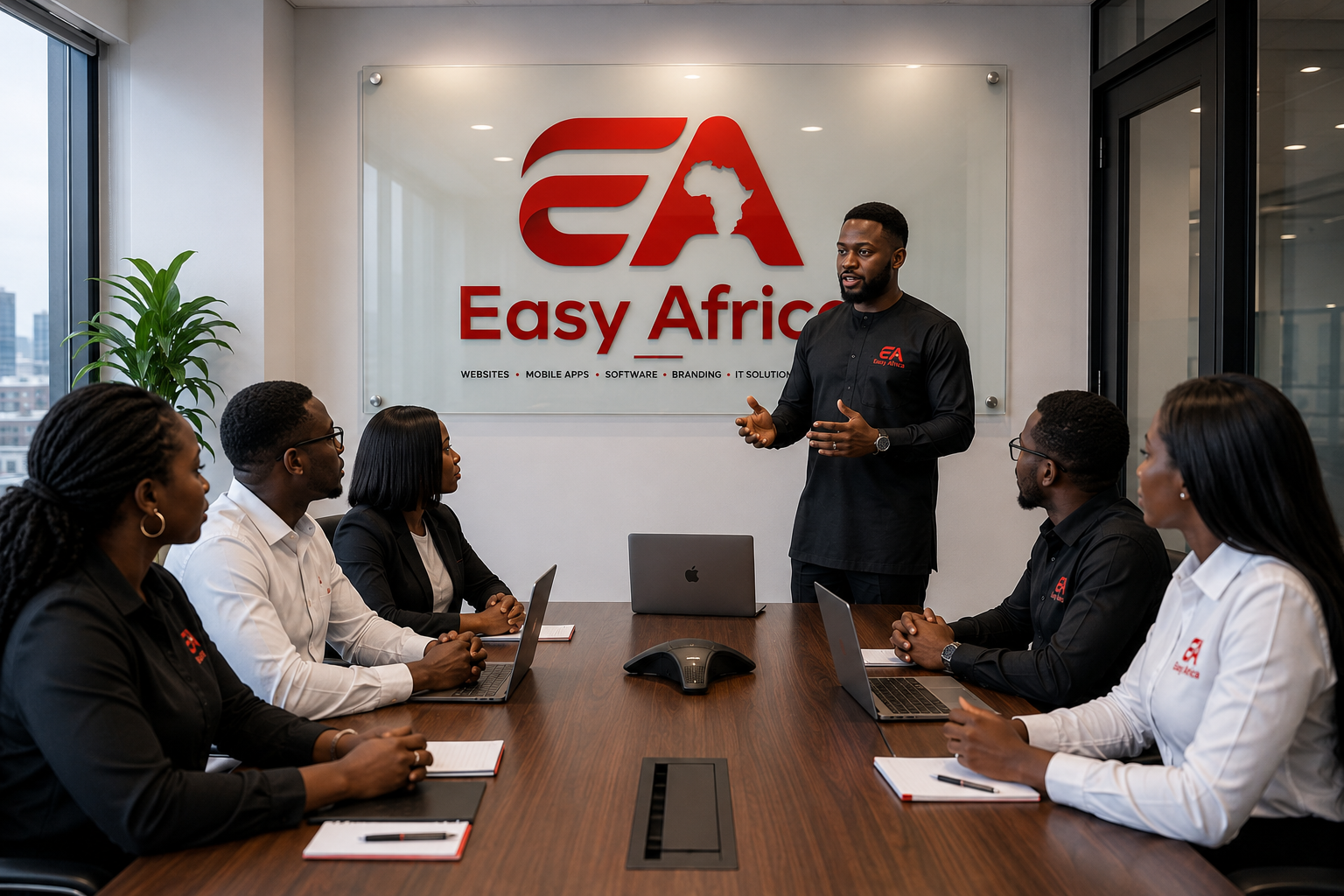Easy Africa team collaborating on a website and software project