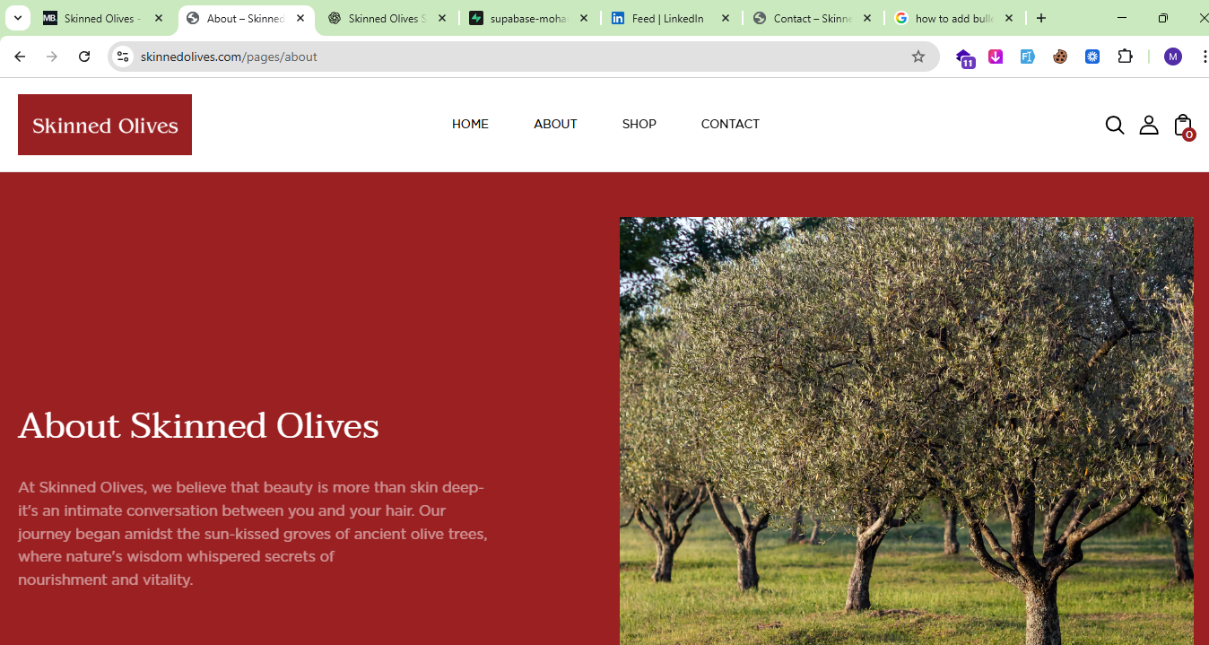 Skinned Olives - Shopify Ecommerce Store screenshot 1