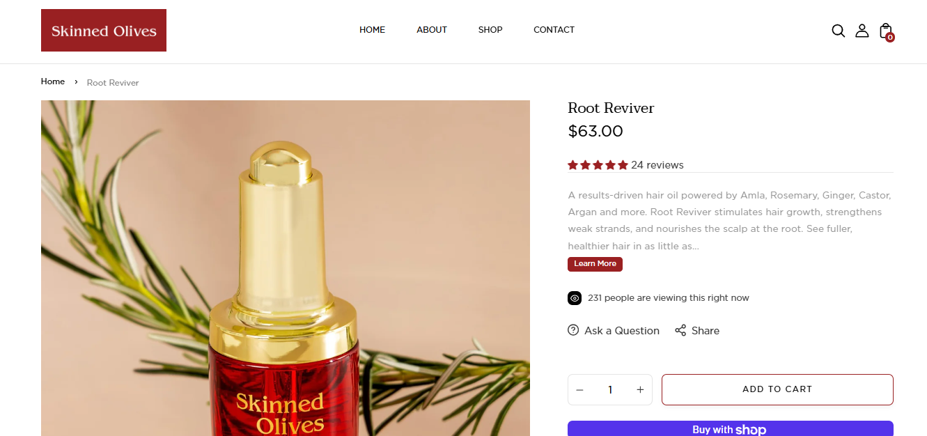 Skinned Olives - Shopify Ecommerce Store screenshot 2